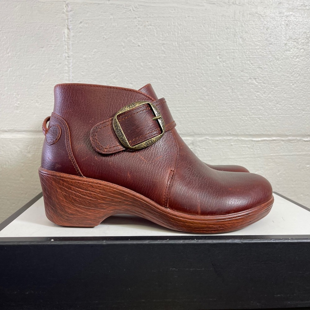 Algeria Symone SYM-8100 Brown Leather Buckle Ankle Boots Women's 37 EU/7 US